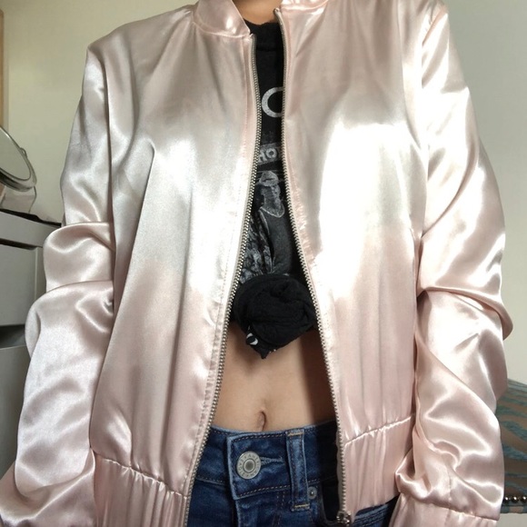 Forever 21 Rose Satin Bomber Jacket - Picture 5 of 8